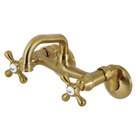 KINGSTON BRASS KS212SB Two-Handle Wall Mount Bar Faucet, Brushed Brass KS212SB